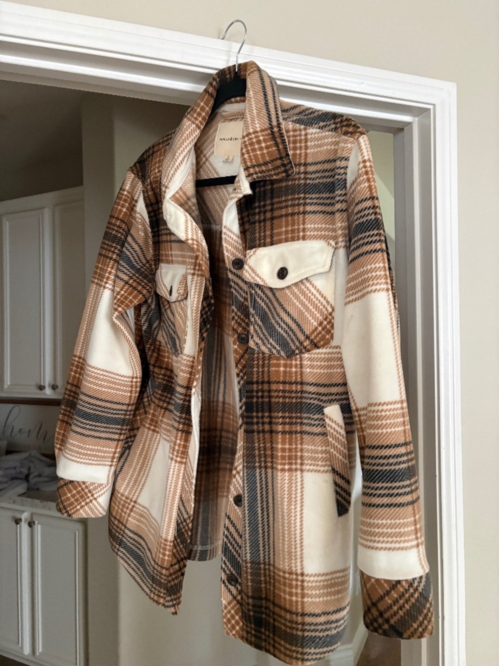 Thread supply plaid flannel shacket